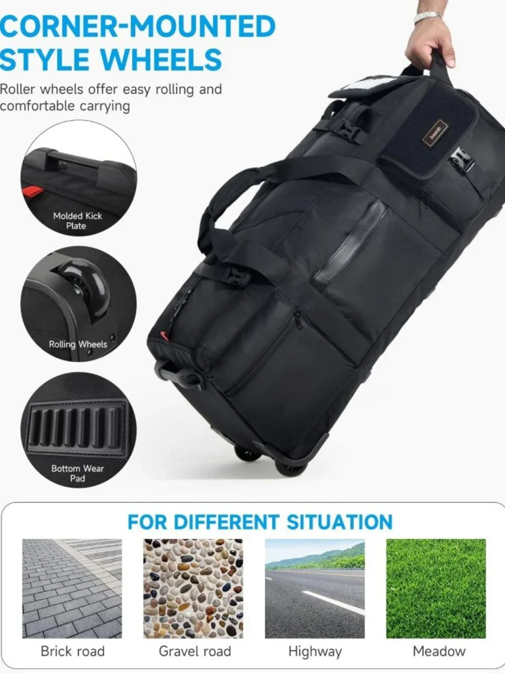 Extra Large 120L Rolling Duffel Bag with Wheels, Waterproof Travel Luggage